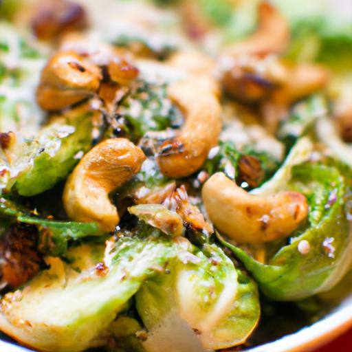 Crunchy roasted Brussels Sprouts Salad with Cashew Parmesan