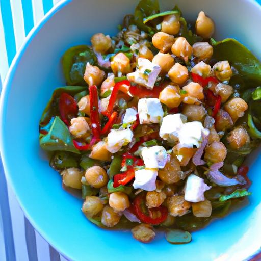 Vibrant Quinoa & chickpea Salad with Creamy Vegan Feta