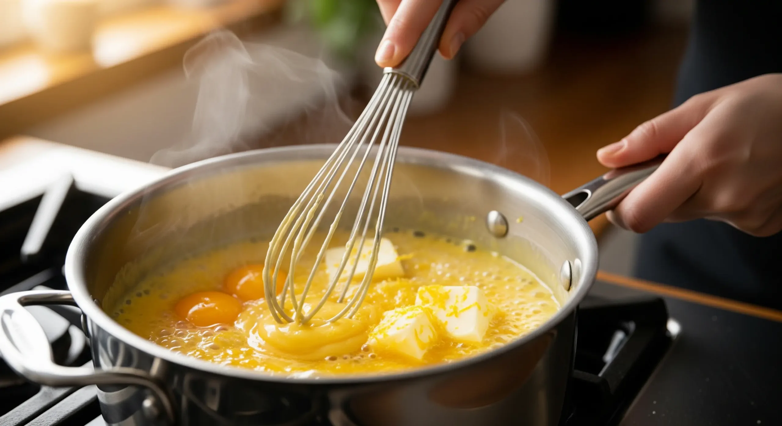 Slice of classic lemon meringue pie with a buttery crust, silky lemon filling, and fluffy golden meringue topping.