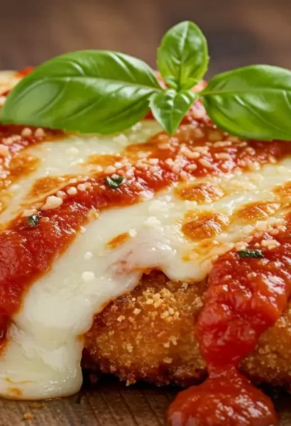 Restaurant-Style Chicken Parmesan Served Over Bed of Spaghetti