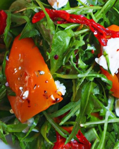 Zesty Roasted Red Pepper & Arugula Salad with Vegan Ricotta