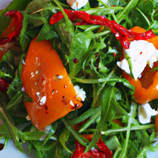 Zesty Roasted Red Pepper & Arugula Salad with Vegan Ricotta
