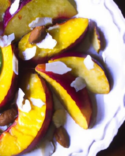 Peach & Almond Salad with Creamy Vegan Ricotta Delight