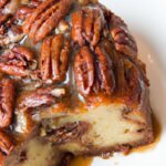 Rustic Apple Pecan Cake Drizzled with Decadent Caramel Glaze
