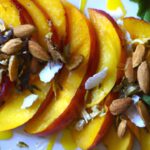 Fresh Peach & Almond Salad with Creamy Vegan Ricotta Twist
