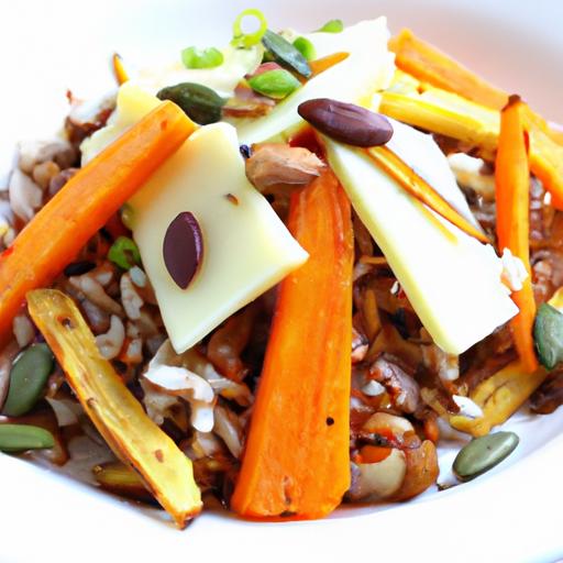 Nutty Farro & Roasted Carrot Salad with Dairy-Free Cheese