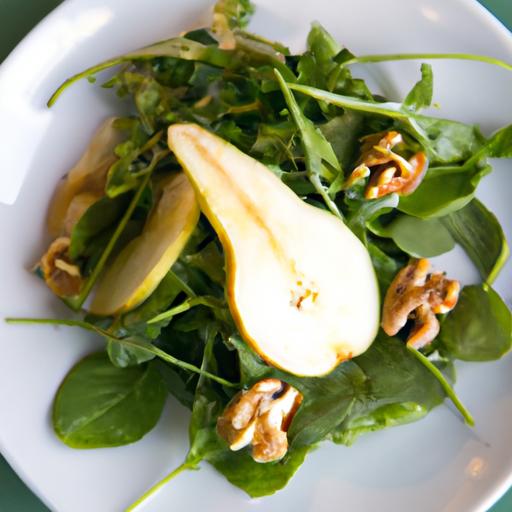 Fresh & Nutty: Arugula Pear walnut Salad with almond Ricotta