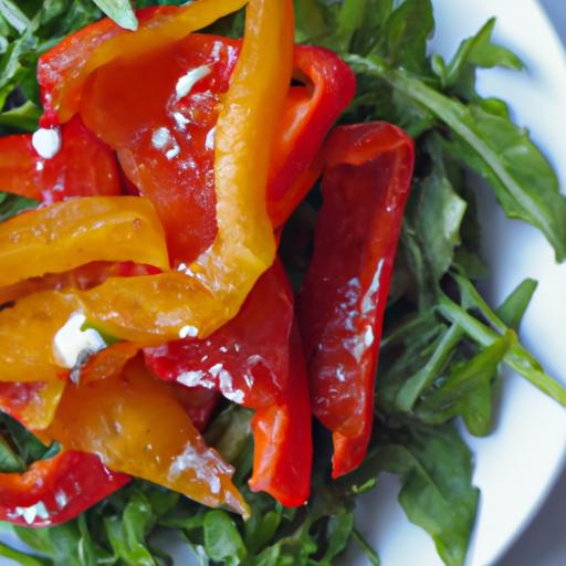 Zesty Roasted Red Pepper & Arugula salad with Vegan Ricotta