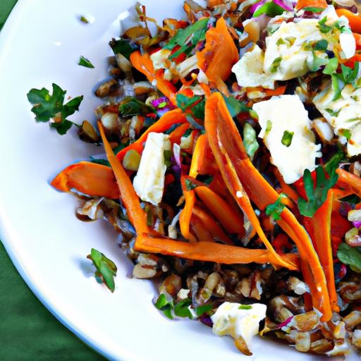 Wholesome Farro & Roasted Carrot Salad with Dairy-Free Cheese