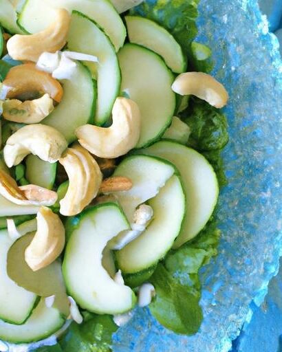 Refreshing Cucumber & Avocado Salad with Creamy Cashew Cheese