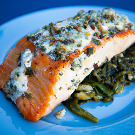 Savory Baked Salmon Stuffed with Spinach & Feta Delight