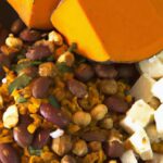 Hearty Roasted Sweet Potato & Lentil Salad with Almond Cheese