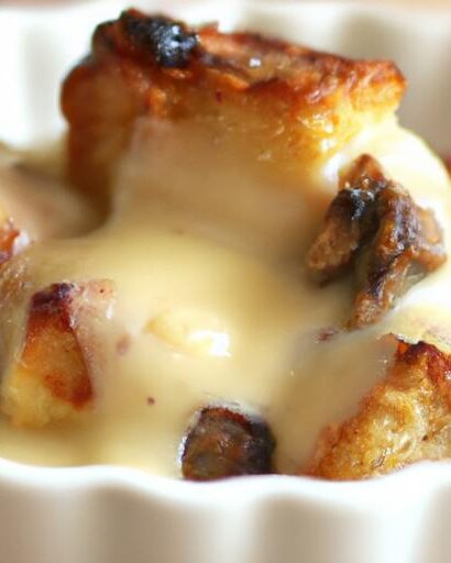 Classic Old-Fashioned Bread Pudding with Creamy Vanilla Sauce