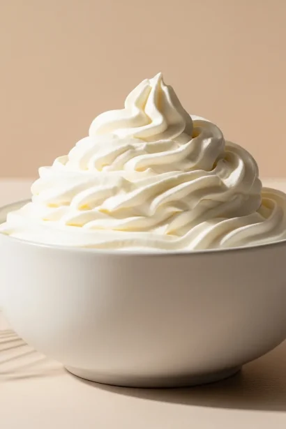Fluffy homemade whipped cream made with heavy cream, whipped to soft peaks and ready to top desserts.