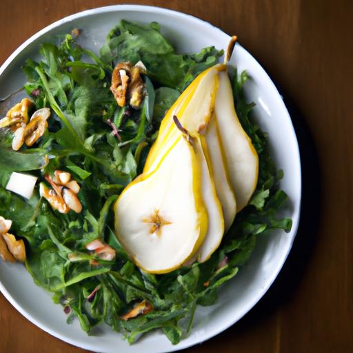 Fresh Flavors: Arugula Pear Walnut Salad with Almond Ricotta