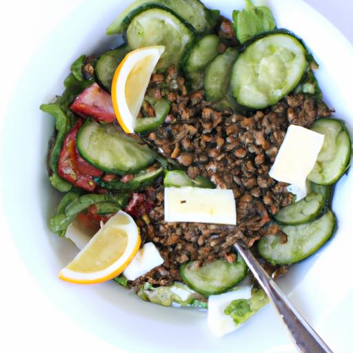 Refreshing Lentil & Cucumber Salad with Dairy-Free Greek Cheese