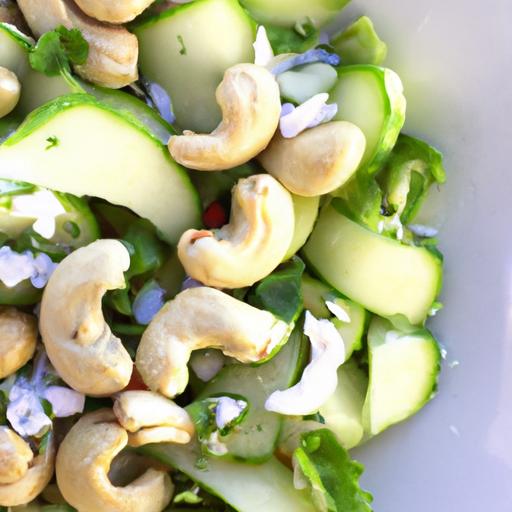 Refreshing Cucumber & Avocado Salad with Creamy Cashew Cheese