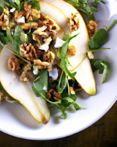 Fresh Flavors: Arugula Pear Walnut Salad with Almond Ricotta
