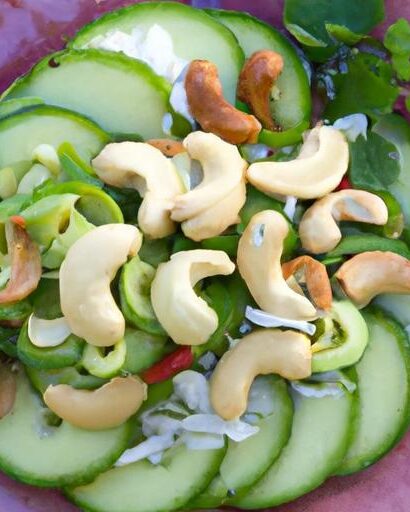 Refreshing Cucumber & Avocado Salad with Creamy Cashew Cheese