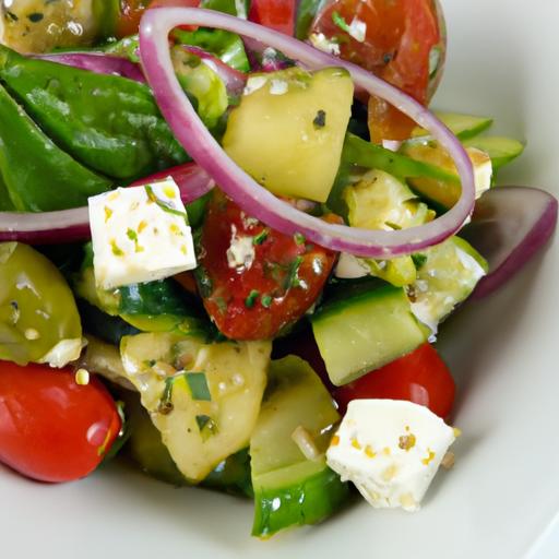 A Fresh​ Twist: Classic‍ Greek Salad ⁢with⁢ Vegan Feta Delight