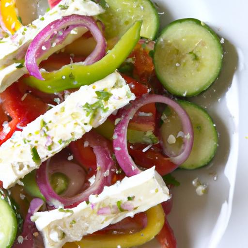 Refreshing Twist: Classic Greek Salad with Vegan Feta Flair