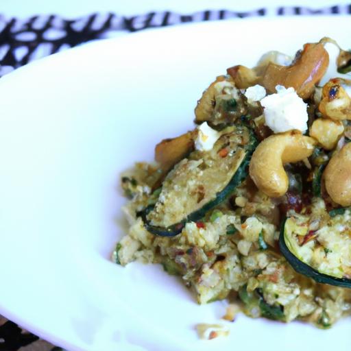 nutty Quinoa & Roasted​ Zucchini salad with ​Creamy Cashew Cheese